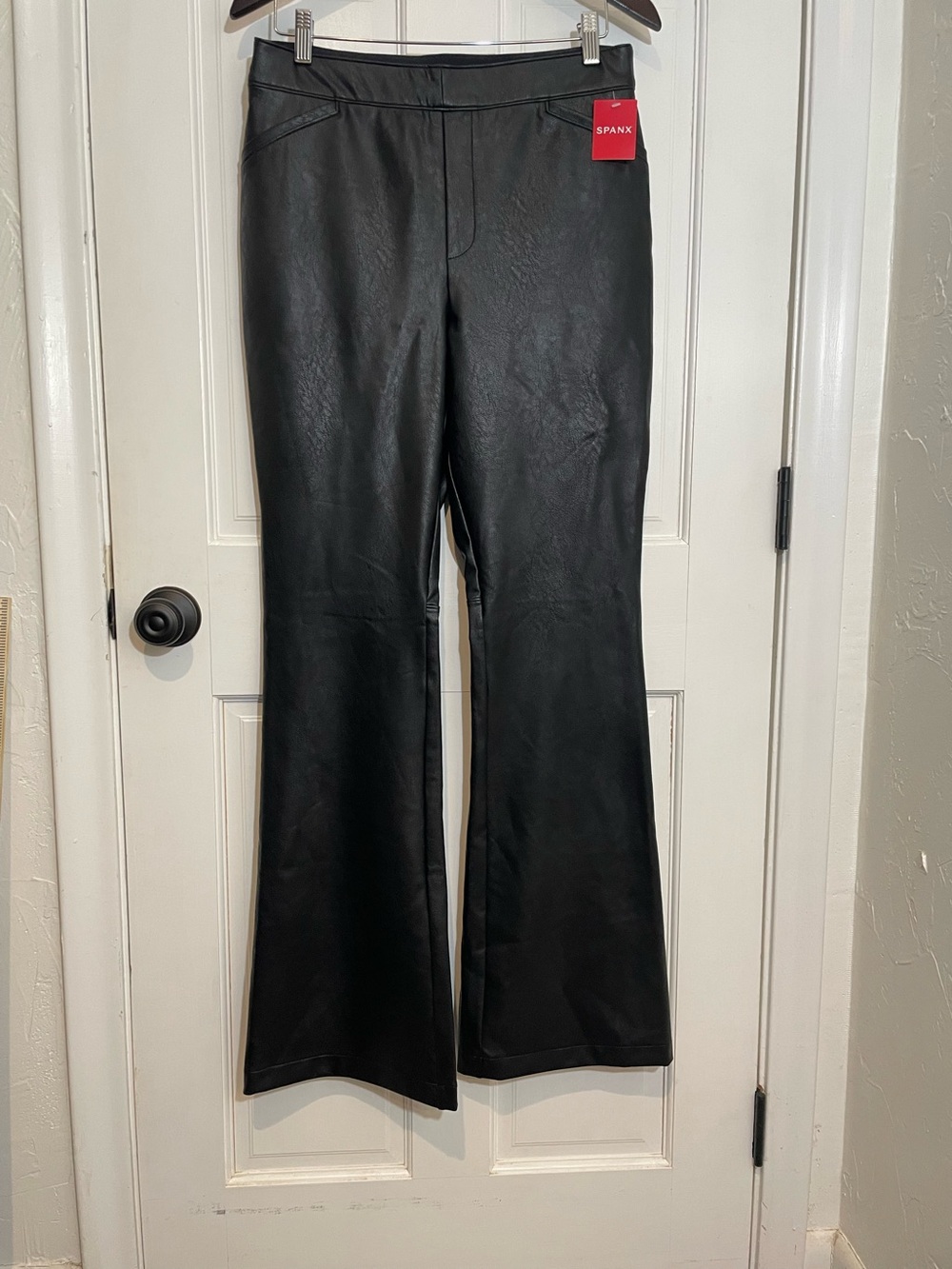 SPANX Faux Leather Flare Pants Black Pull On Shaping Women’s XL NWT